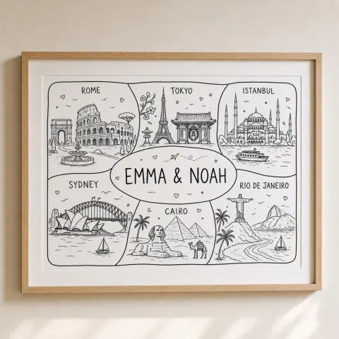 Personalized Travel Landmark Illustration