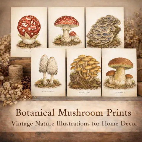 Vintage Mushroom Botanical Canvas Print