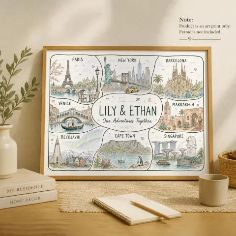 Personalized Couples Travel Cities Print