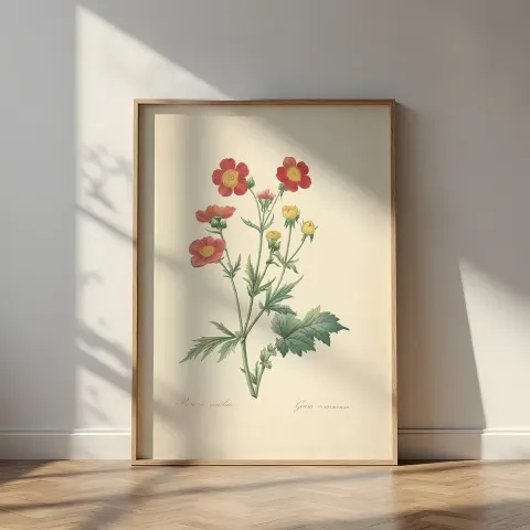 Vintage Geum Coccineum Canvas Print
