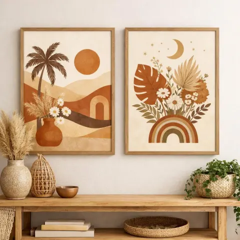 Boho Terracotta Botanical Canvas Print