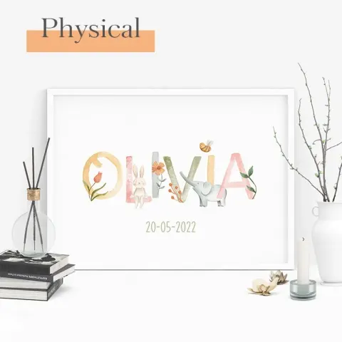 Personalized Animal Baby Name Canvas