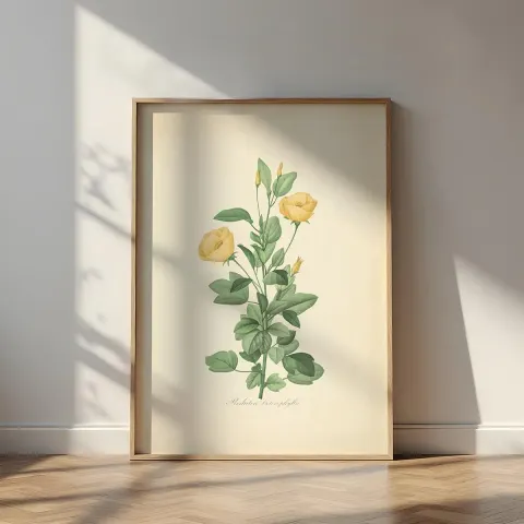 Vintage Yellow Flower Botanical Canvas Print