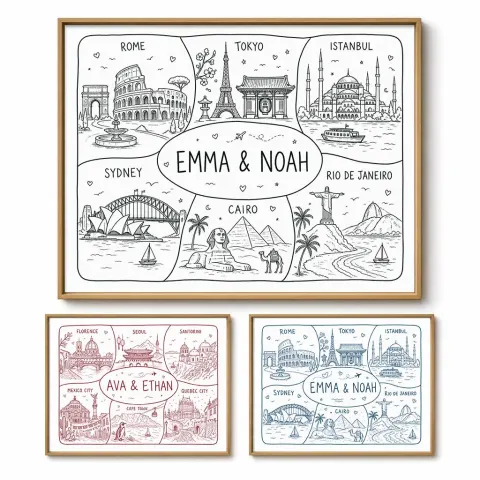 Personalized Anniversary City Landmark Print